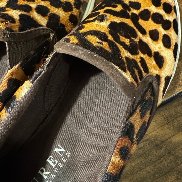LAUREN Ralph Lauren Leopard Print Sneakers calf hair size 9B - Picture 6 of 10